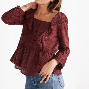 Eyelet Pom Pom Top